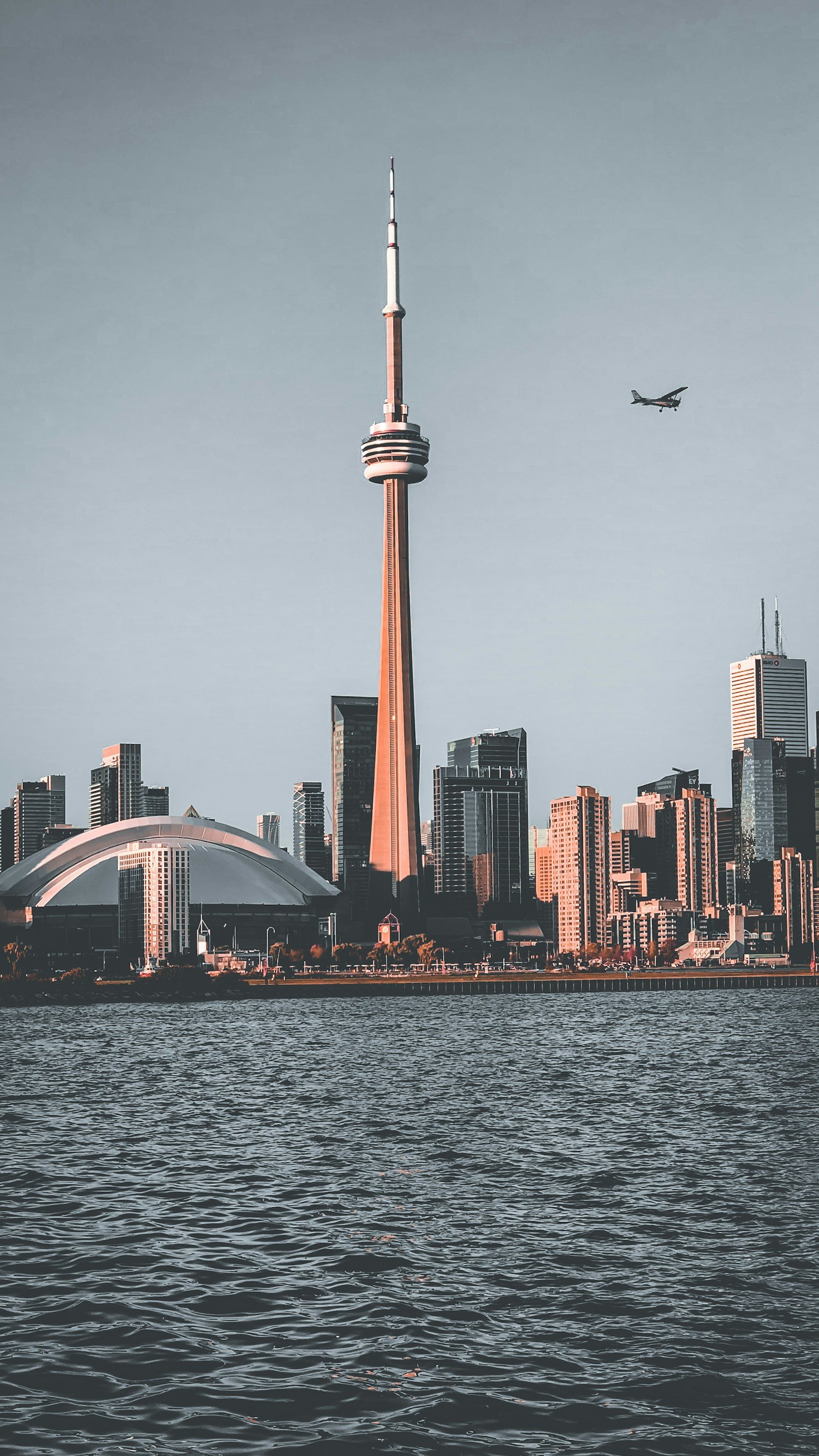 Toronto skyline and CN Tower across Lake Ontario